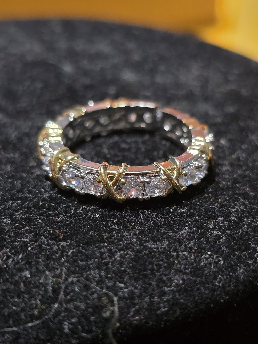 Gold and Silver Plated Crystal Eternity Band Ring - Sparkling Women's Ring